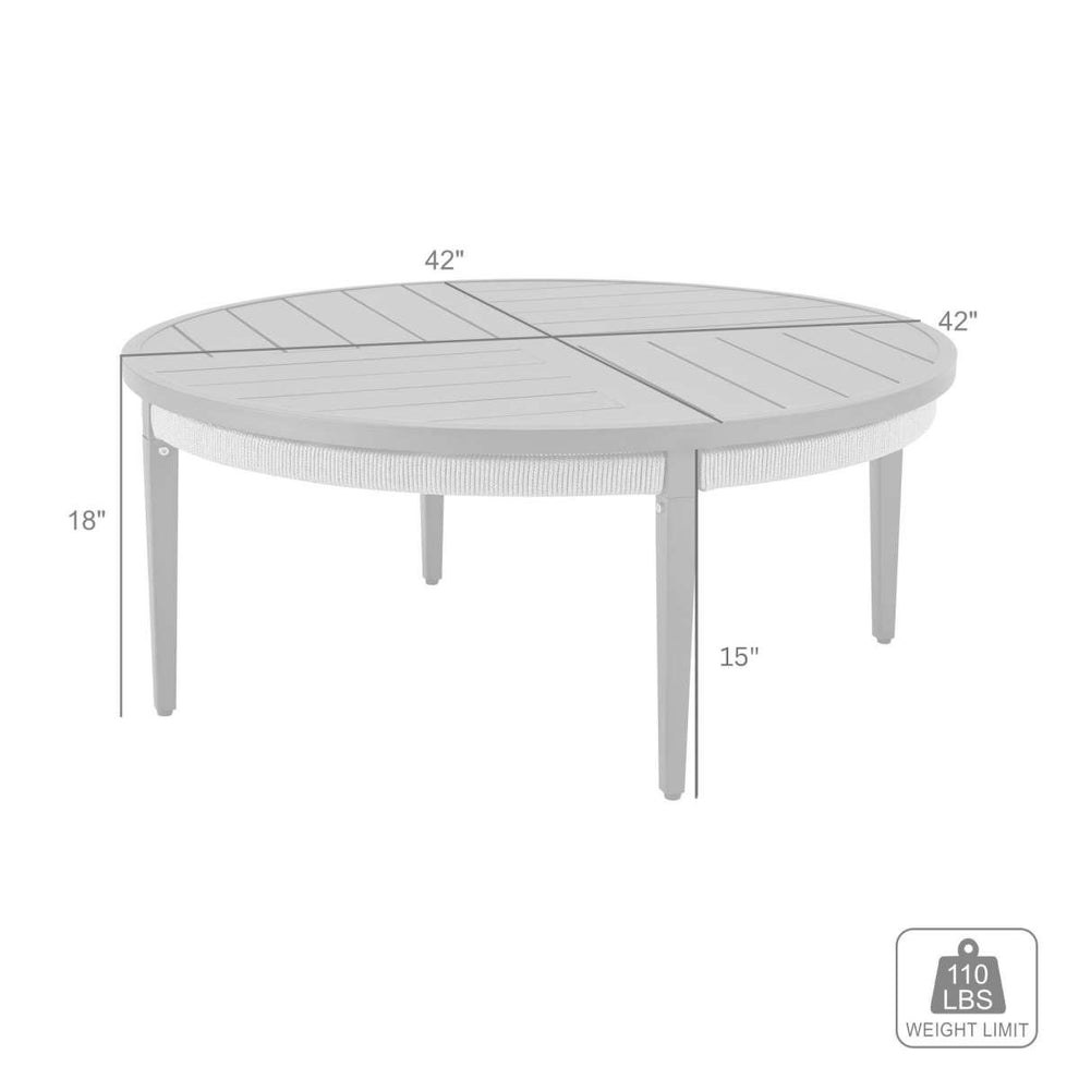 Zella Round Coffee Table in Aluminum with Charcoal Finish and Light Gray Rope By Armen Living | Outdoor Tables | Modishstore - 6