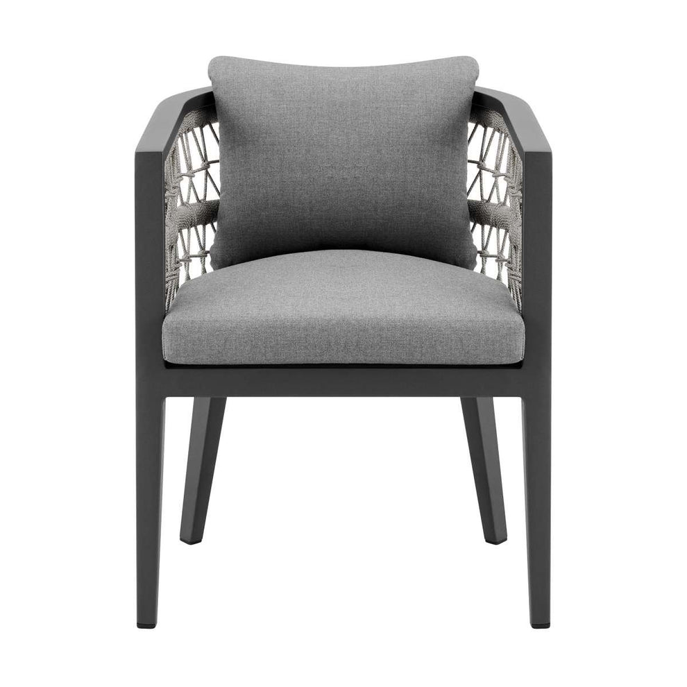 Zella Outdoor Patio Dining Chair in Aluminum with Light Gray Rope and Earl Gray Cushions - Set of 2 By Armen Living | Outdoor Chairs | Modishstore - 4