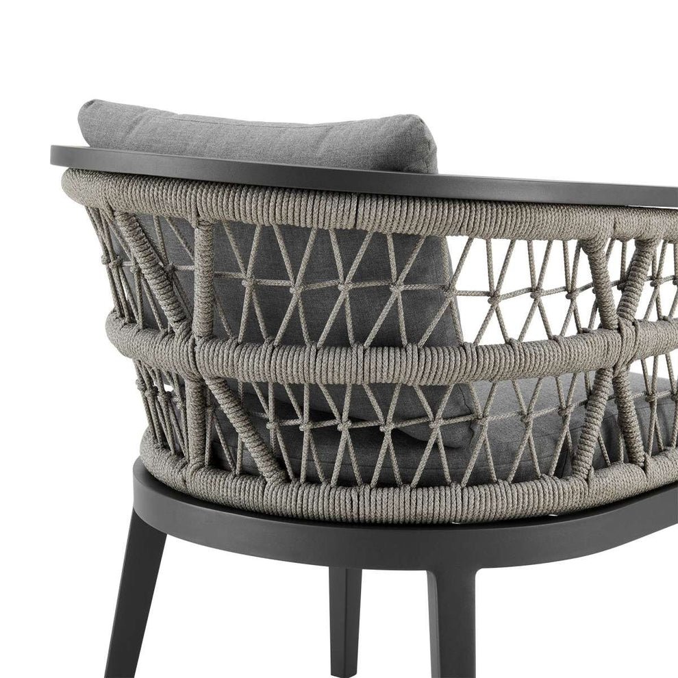 Zella Outdoor Patio Dining Chair in Aluminum with Light Gray Rope and Earl Gray Cushions - Set of 2 By Armen Living | Outdoor Chairs | Modishstore - 6