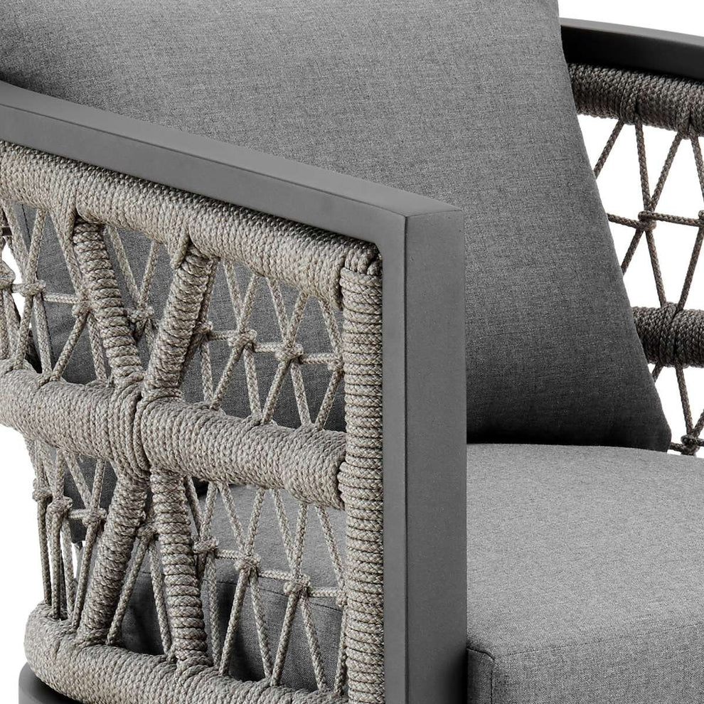Zella Outdoor Patio Dining Chair in Aluminum with Light Gray Rope and Earl Gray Cushions - Set of 2 By Armen Living | Outdoor Chairs | Modishstore - 10