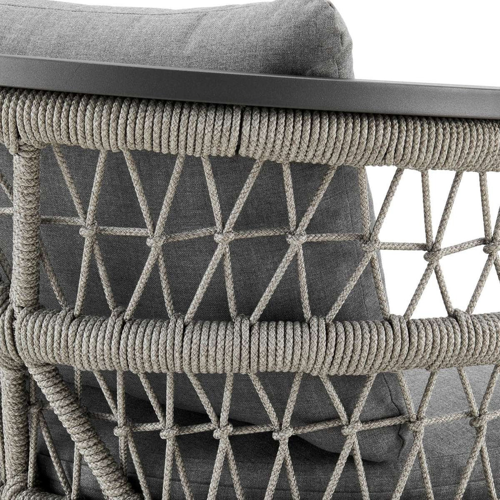 Zella Outdoor Patio Dining Chair in Aluminum with Light Gray Rope and Earl Gray Cushions - Set of 2 By Armen Living | Outdoor Chairs | Modishstore - 7