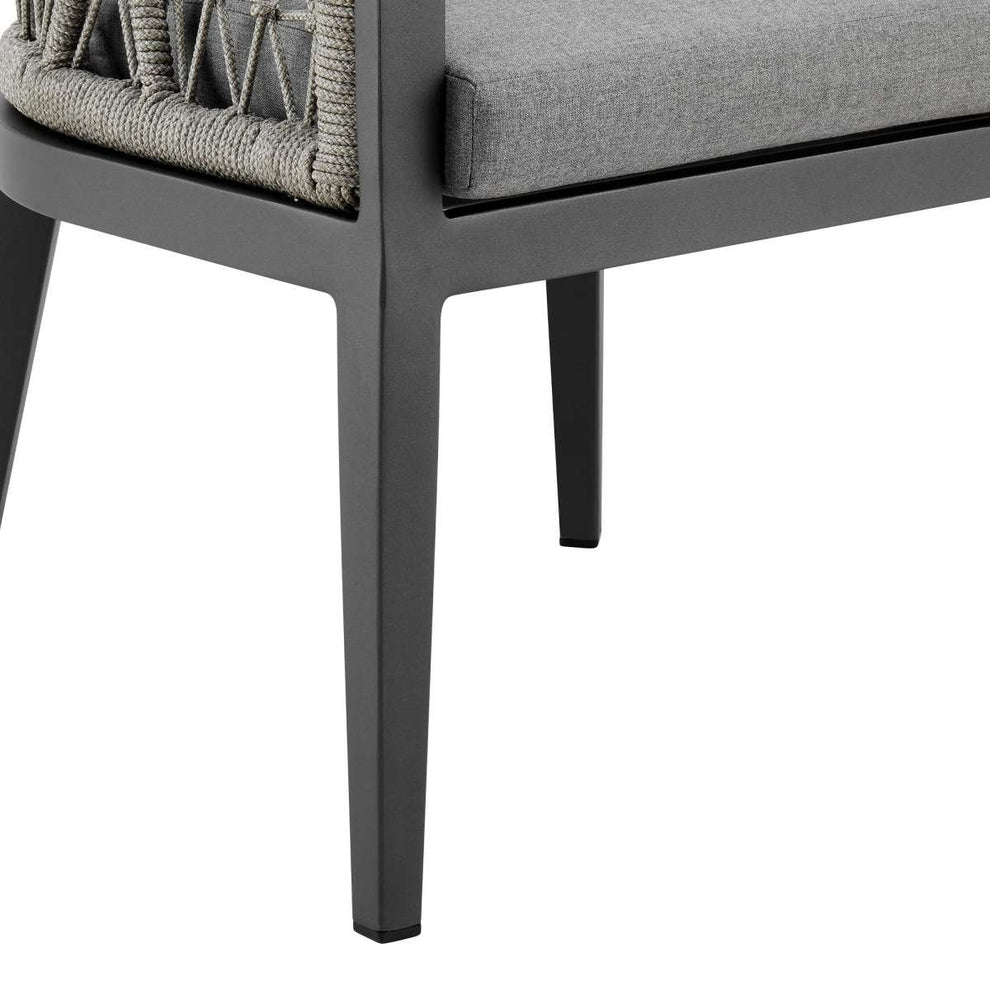 Zella Outdoor Patio Dining Chair in Aluminum with Light Gray Rope and Earl Gray Cushions - Set of 2 By Armen Living | Outdoor Chairs | Modishstore - 8