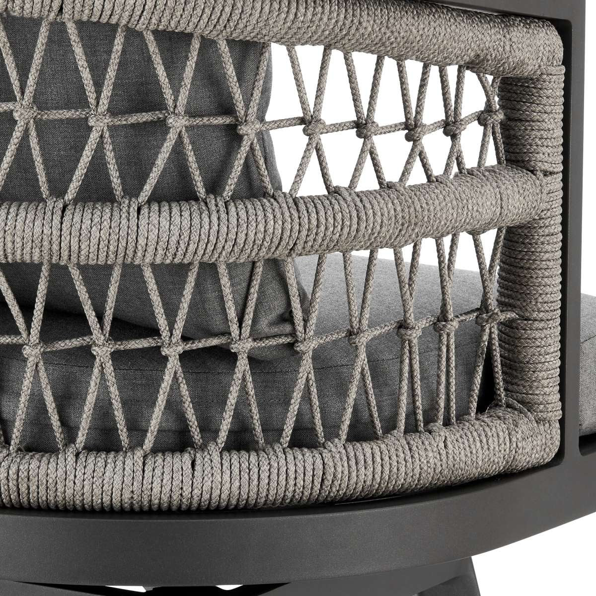 Zella Outdoor Patio Swivel Counter Stool in Aluminum with Light Gray Rope and Earl Gray Cushions By Armen Living | Bar Stools | Modishstore - 8