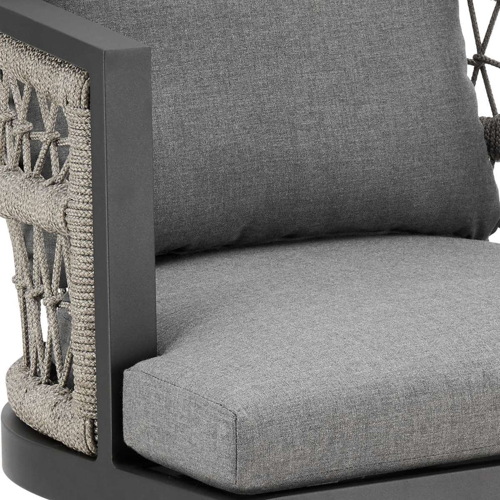 Zella Outdoor Patio Swivel Bar Stool in Aluminum with Light Gray Rope and Earl Gray Cushions By Armen Living | Bar Stools | Modishstore - 5