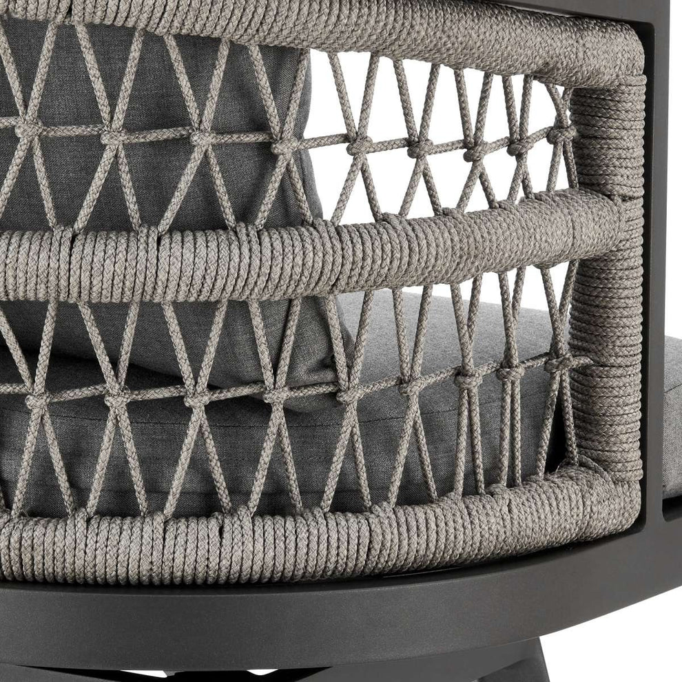 Zella Outdoor Patio Swivel Bar Stool in Aluminum with Light Gray Rope and Earl Gray Cushions By Armen Living | Bar Stools | Modishstore - 8