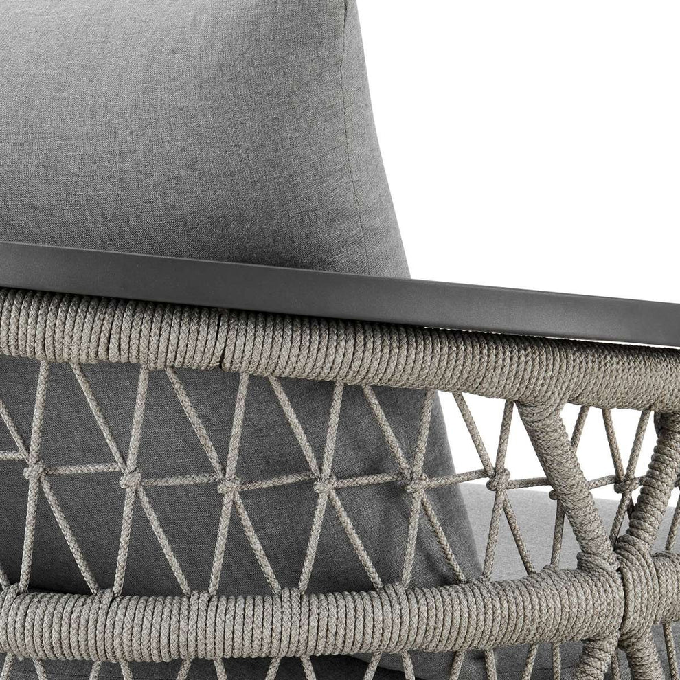 Zella Outdoor Patio Swivel Armchair in Aluminum with Light Gray Rope and Earl Gray Cushions By Armen Living | Outdoor Chairs | Modishstore - 9