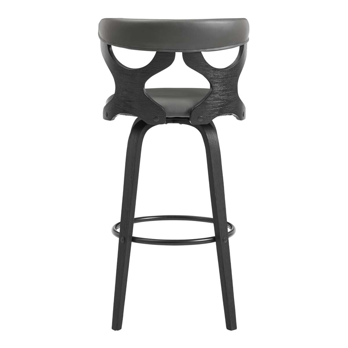 Zenia 26" Swivel Counter Stool in Gray Faux Leather and Black Wood By Armen Living | Bar Stools |  Modishstore  - 6