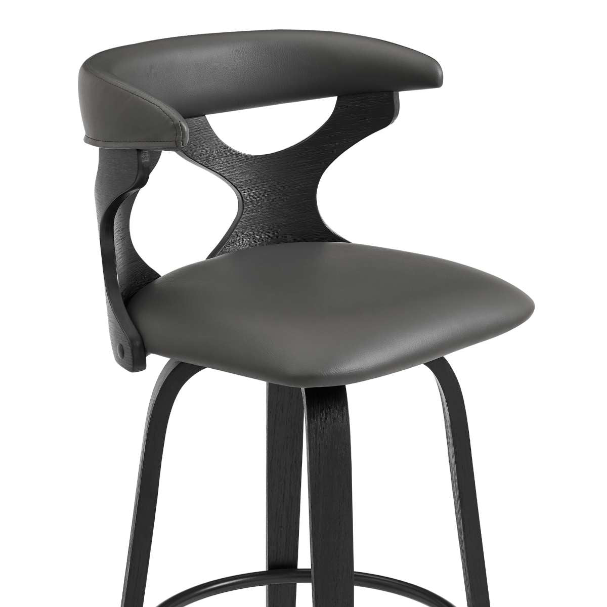 Zenia 26" Swivel Counter Stool in Gray Faux Leather and Black Wood By Armen Living | Bar Stools |  Modishstore  - 7