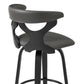 Zenia 30" Swivel Bar Stool in Gray Faux Leather and Black Wood By Armen Living | Bar Stools |  Modishstore  - 4