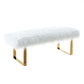Zinna Contemporary Bench in White Fur and Gold Stainless Steel Finish By Armen Living | Benches | Modishstore - 2