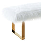 Zinna Contemporary Bench in White Fur and Gold Stainless Steel Finish By Armen Living | Benches | Modishstore - 3