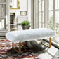 Zinna Contemporary Bench in White Fur and Gold Stainless Steel Finish By Armen Living | Benches | Modishstore