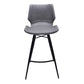 Zurich 26" Counter Height Metal Barstool in Vintage Gray Faux Leather and Black Metal Finish By Armen Living | Bar Stools | Modishstore - 2