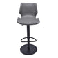 Zuma Adjustable Swivel Metal Barstool in Vintage Gray Faux Leather and Black Metal Finish By Armen Living | Bar Stools | Modishstore - 3