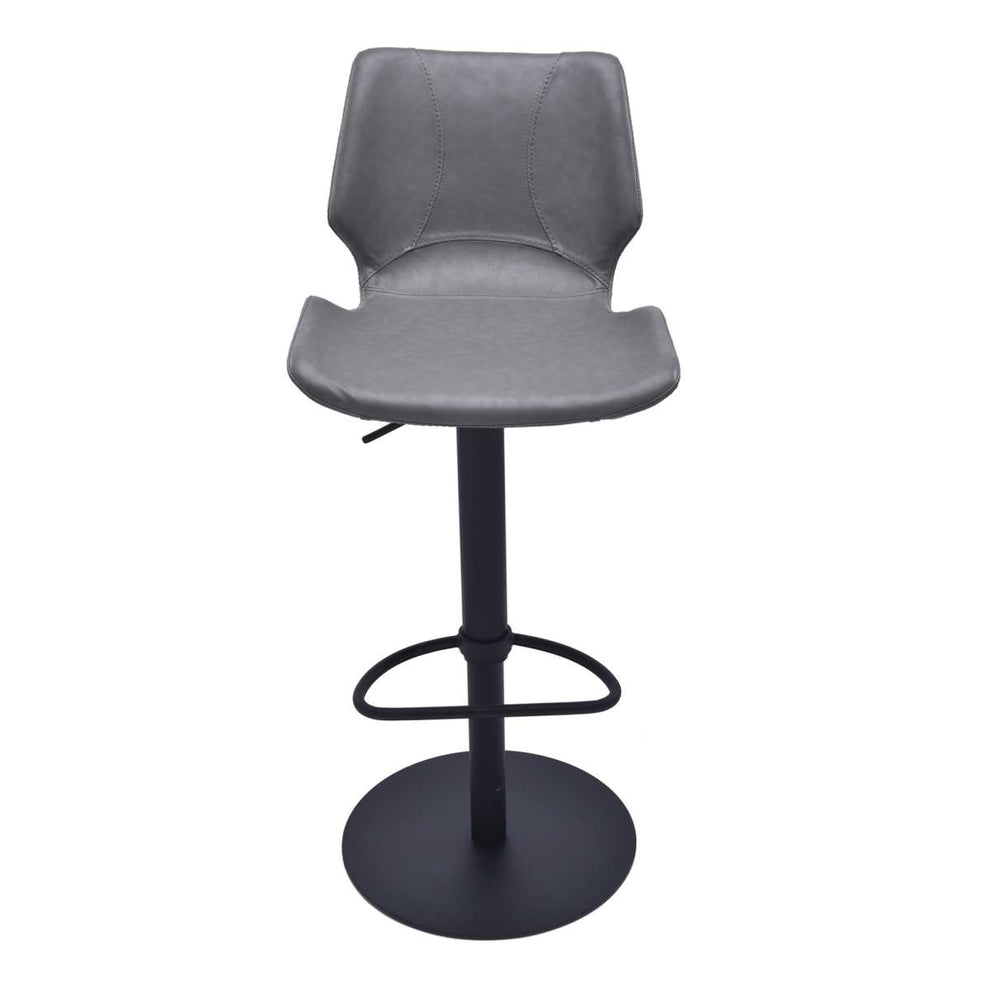 Zuma Adjustable Swivel Metal Barstool in Vintage Gray Faux Leather and Black Metal Finish By Armen Living | Bar Stools | Modishstore - 3