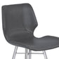 Zurich 26" Counter Height Metal Barstool in Vintage Gray Faux Leather with Brushed Stainless Steel Finish By Armen Living | Bar Stools | Modishstore - 5