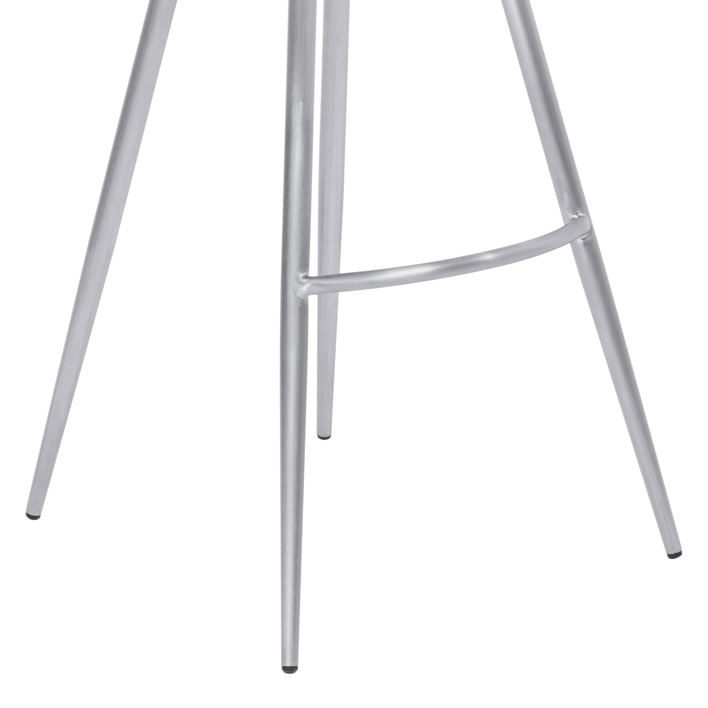 Zurich 26" Counter Height Metal Barstool in Vintage Gray Faux Leather with Brushed Stainless Steel Finish By Armen Living | Bar Stools | Modishstore - 7