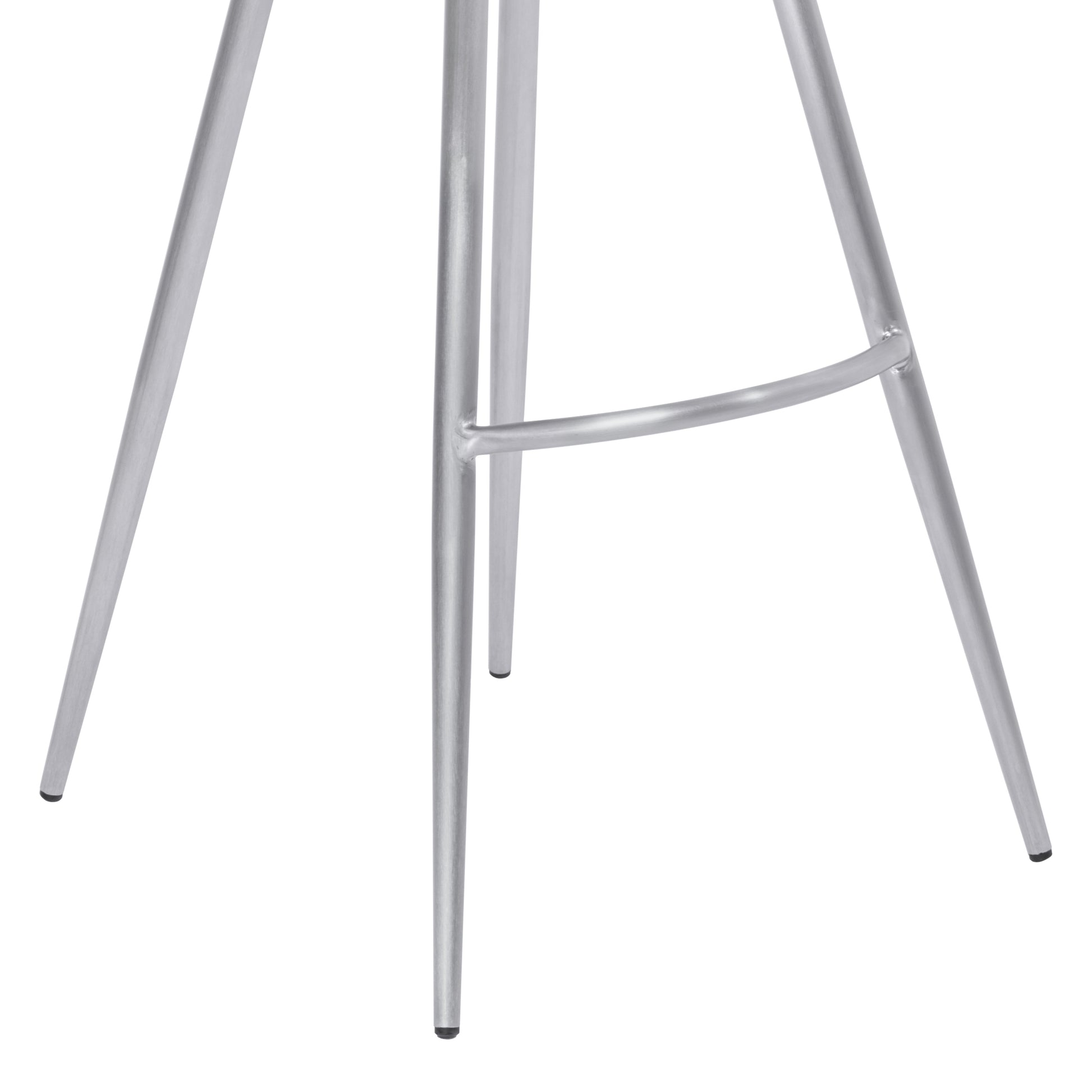 Zurich 26" Counter Height Metal Barstool in Vintage Gray Faux Leather with Brushed Stainless Steel Finish By Armen Living | Bar Stools | Modishstore - 7