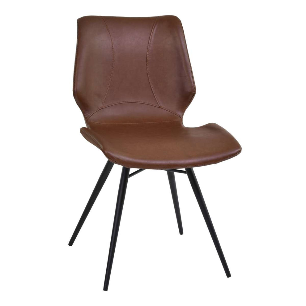 Zurich Dining Chair in Vintage Coffee Faux Leather and Black Metal Finish - Set of 2 By Armen Living | Dining Chairs | Modishstore - 2
