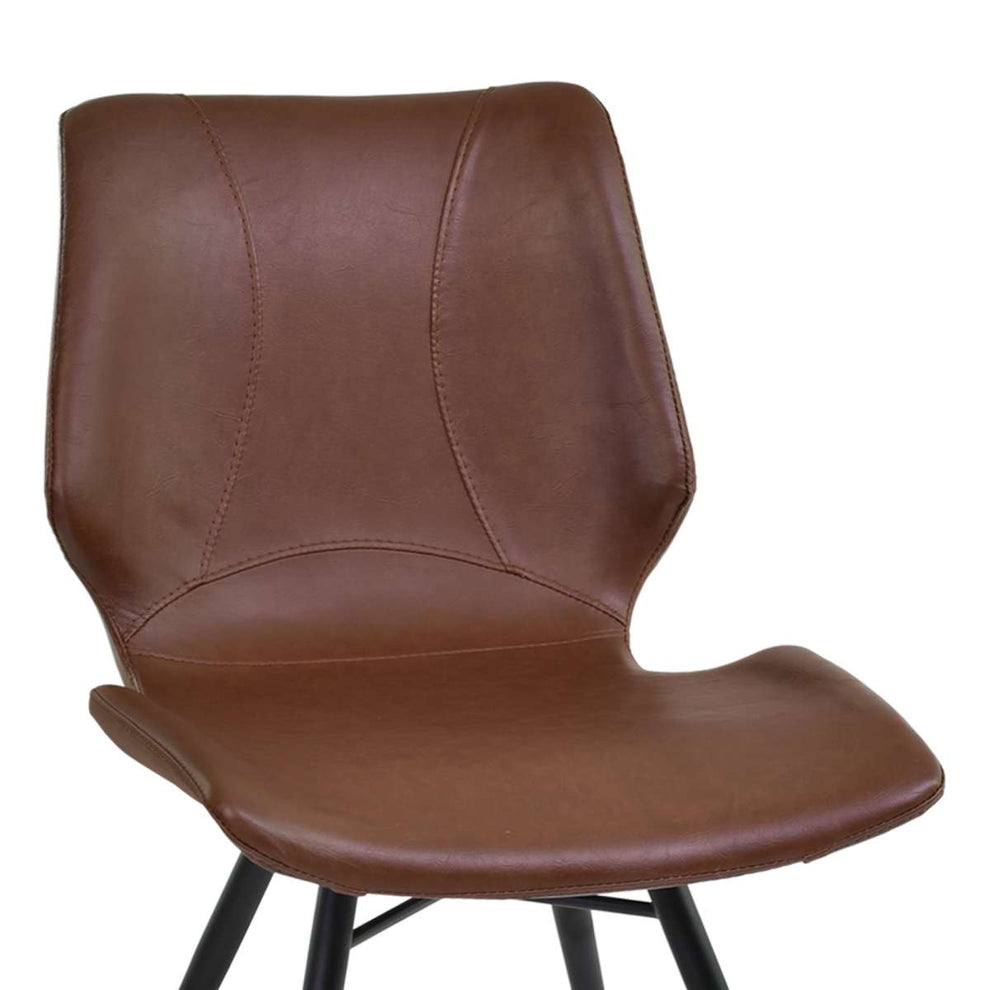 Zurich Dining Chair in Vintage Coffee Faux Leather and Black Metal Finish - Set of 2 By Armen Living | Dining Chairs | Modishstore - 3
