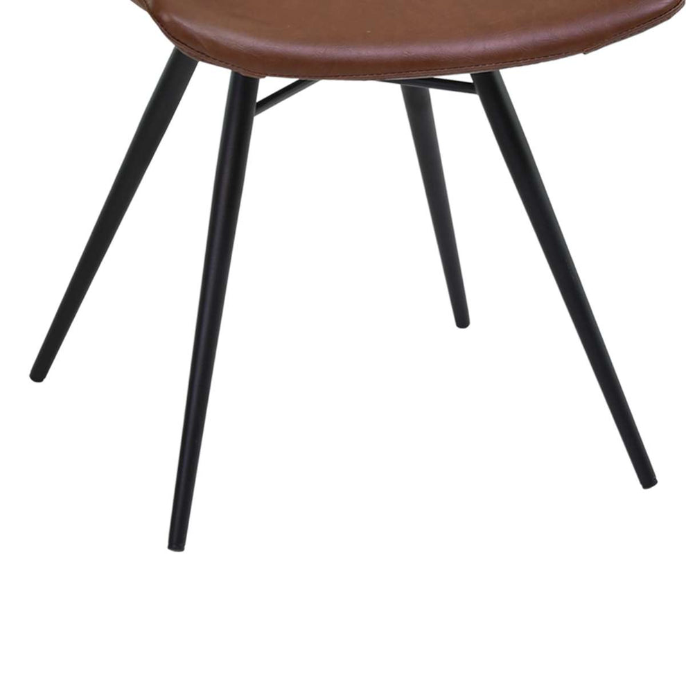 Zurich Dining Chair in Vintage Coffee Faux Leather and Black Metal Finish - Set of 2 By Armen Living | Dining Chairs | Modishstore - 4