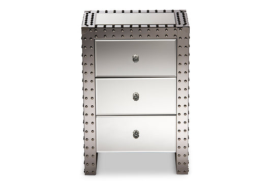 Baxton Studio Azura Modern and Contemporary Hollywood Regency Glamour Style Nightstand Bedside Table | Modishstore | Nightstands