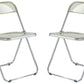 LeisureMod Lawrence Acrylic Folding Chair With Metal Frame, Set of 2 | Dining Chairs | Modishstore - 9