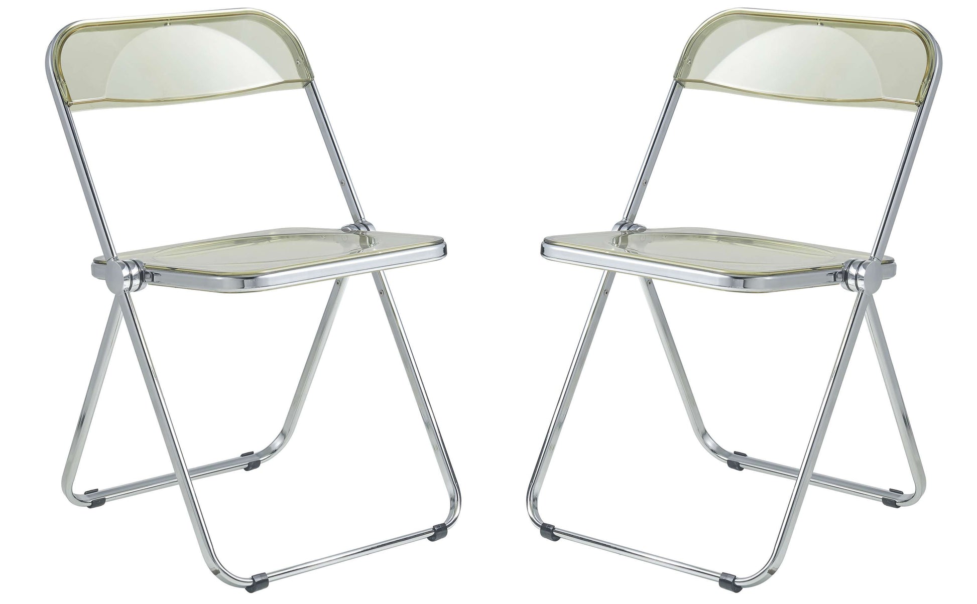LeisureMod Lawrence Acrylic Folding Chair With Metal Frame, Set of 2 | Dining Chairs | Modishstore - 9