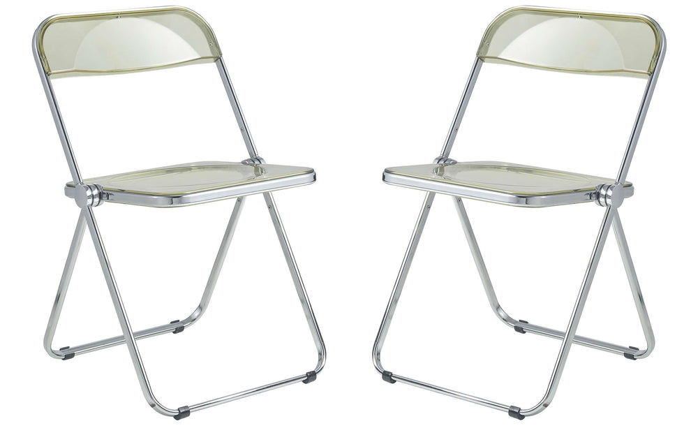 LeisureMod Lawrence Acrylic Folding Chair With Metal Frame, Set of 2 | Dining Chairs | Modishstore - 9