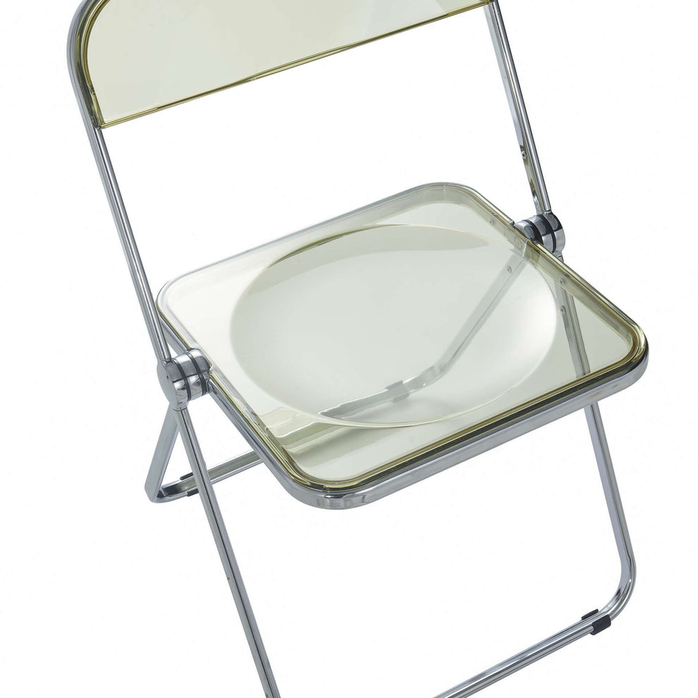 LeisureMod Lawrence Acrylic Folding Chair With Metal Frame, Set of 2 | Dining Chairs | Modishstore - 4