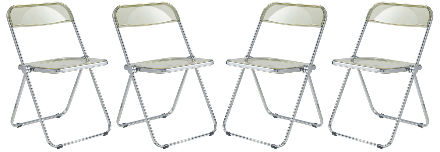 LeisureMod Lawrence Acrylic Folding Chair With Metal Frame, Set of 4 | Dining Chairs | Modishstore - 10