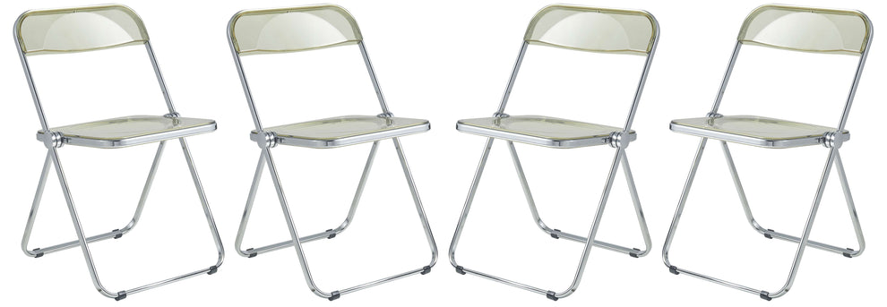 LeisureMod Lawrence Acrylic Folding Chair With Metal Frame, Set of 4 | Dining Chairs | Modishstore - 10