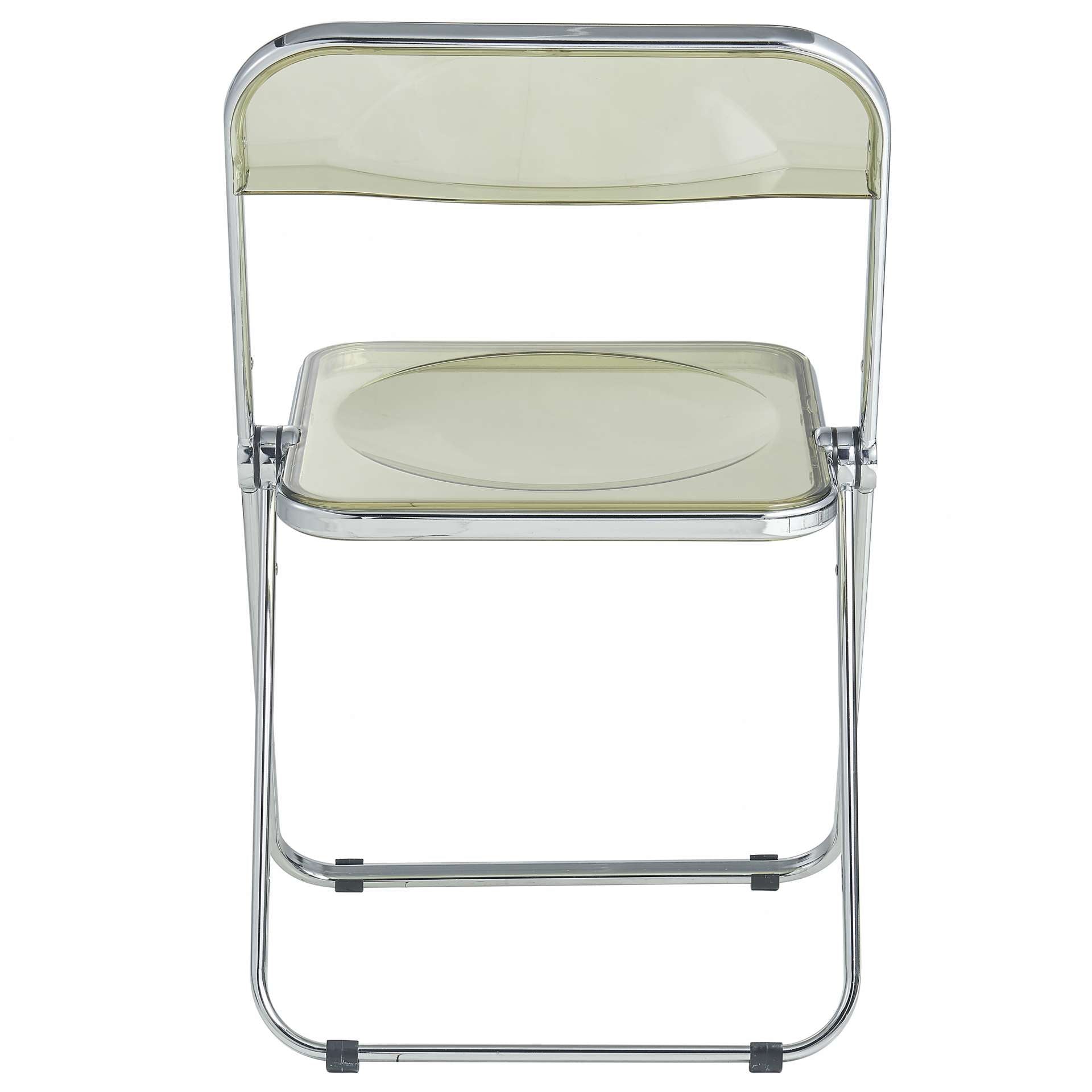 LeisureMod Lawrence Acrylic Folding Chair With Metal Frame | Dining Chairs | Modishstore - 3