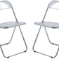 LeisureMod Lawrence Acrylic Folding Chair With Metal Frame, Set of 2 | Dining Chairs | Modishstore - 2