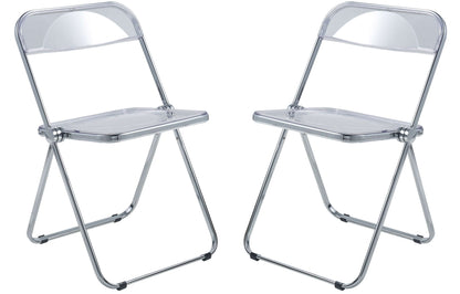 LeisureMod Lawrence Acrylic Folding Chair With Metal Frame, Set of 2 | Dining Chairs | Modishstore - 2