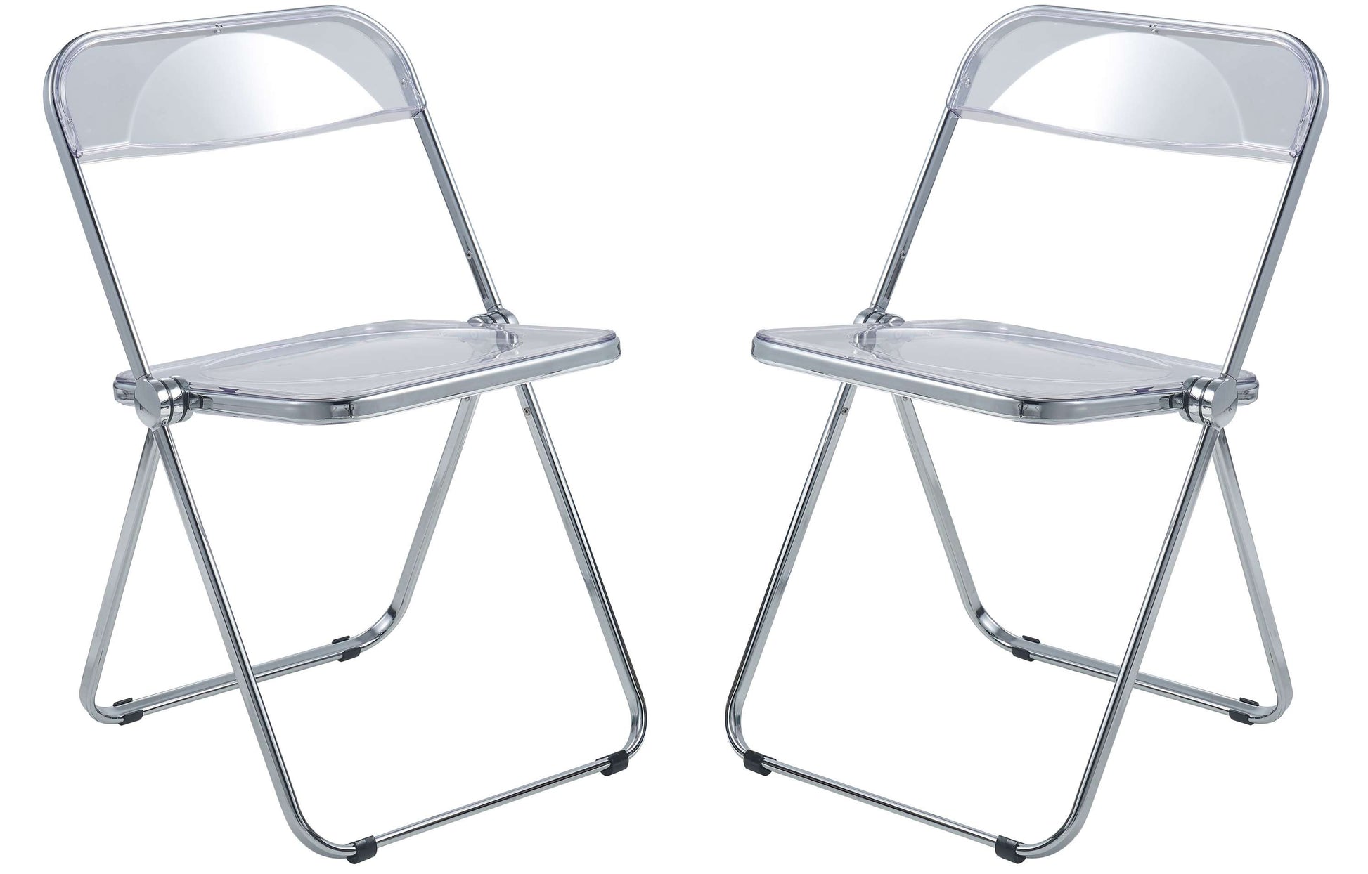 LeisureMod Lawrence Acrylic Folding Chair With Metal Frame, Set of 2 | Dining Chairs | Modishstore - 2