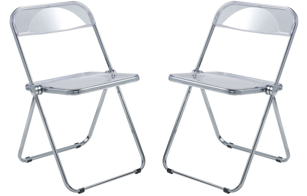 LeisureMod Lawrence Acrylic Folding Chair With Metal Frame, Set of 2 | Dining Chairs | Modishstore - 2