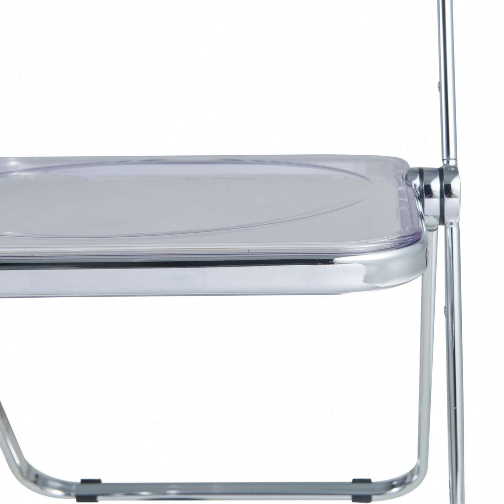 LeisureMod Lawrence Acrylic Folding Chair With Metal Frame, Set of 2 | Dining Chairs | Modishstore - 3