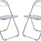 LeisureMod Lawrence Acrylic Folding Chair With Metal Frame, Set of 2 | Dining Chairs | Modishstore - 12
