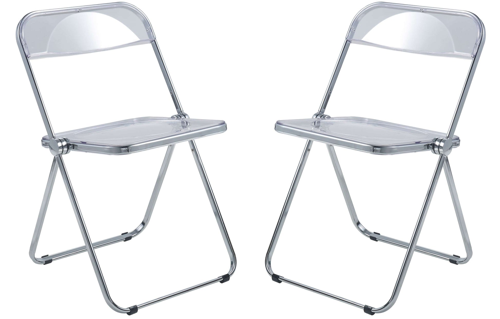 LeisureMod Lawrence Acrylic Folding Chair With Metal Frame, Set of 2 | Dining Chairs | Modishstore - 12