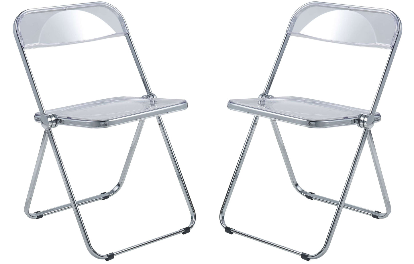 LeisureMod Lawrence Acrylic Folding Chair With Metal Frame, Set of 2 | Dining Chairs | Modishstore - 12