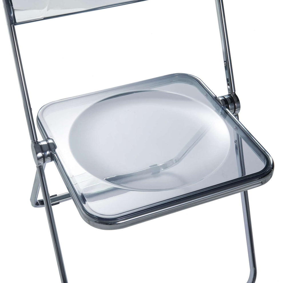 LeisureMod Lawrence Acrylic Folding Chair With Metal Frame, Set of 2 | Dining Chairs | Modishstore - 9