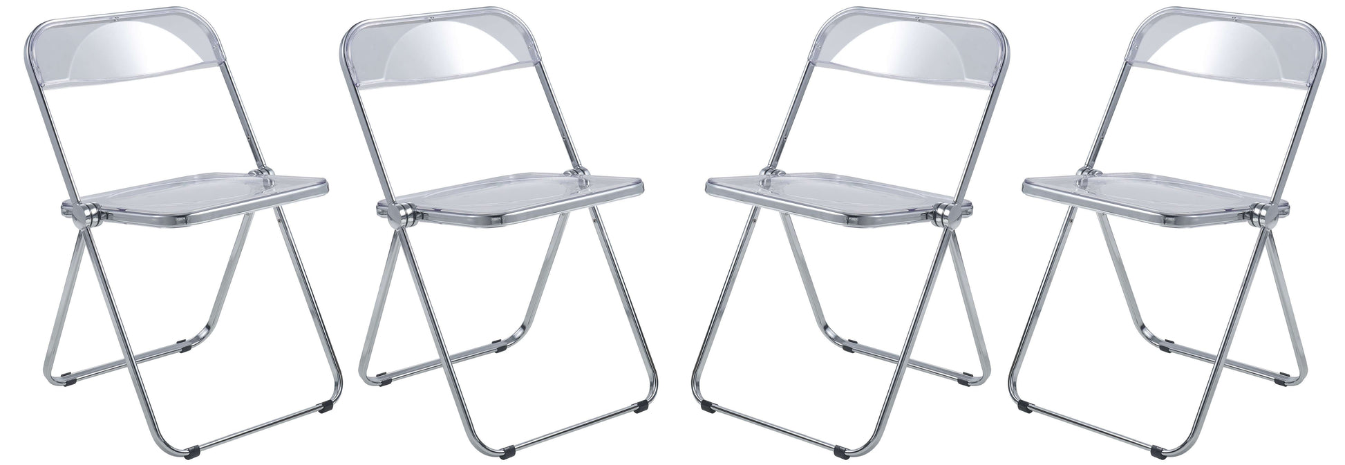 LeisureMod Lawrence Acrylic Folding Chair With Metal Frame, Set of 4 | Dining Chairs | Modishstore - 12
