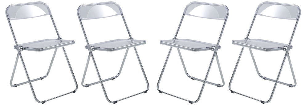 LeisureMod Lawrence Acrylic Folding Chair With Metal Frame, Set of 4 | Dining Chairs | Modishstore - 12