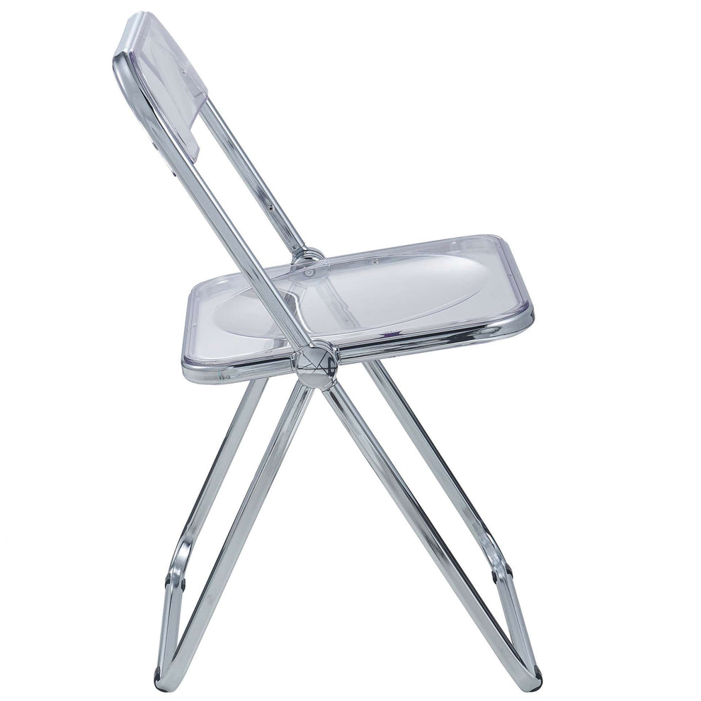 LeisureMod Lawrence Acrylic Folding Chair With Metal Frame, Set of 4 | Dining Chairs | Modishstore - 8