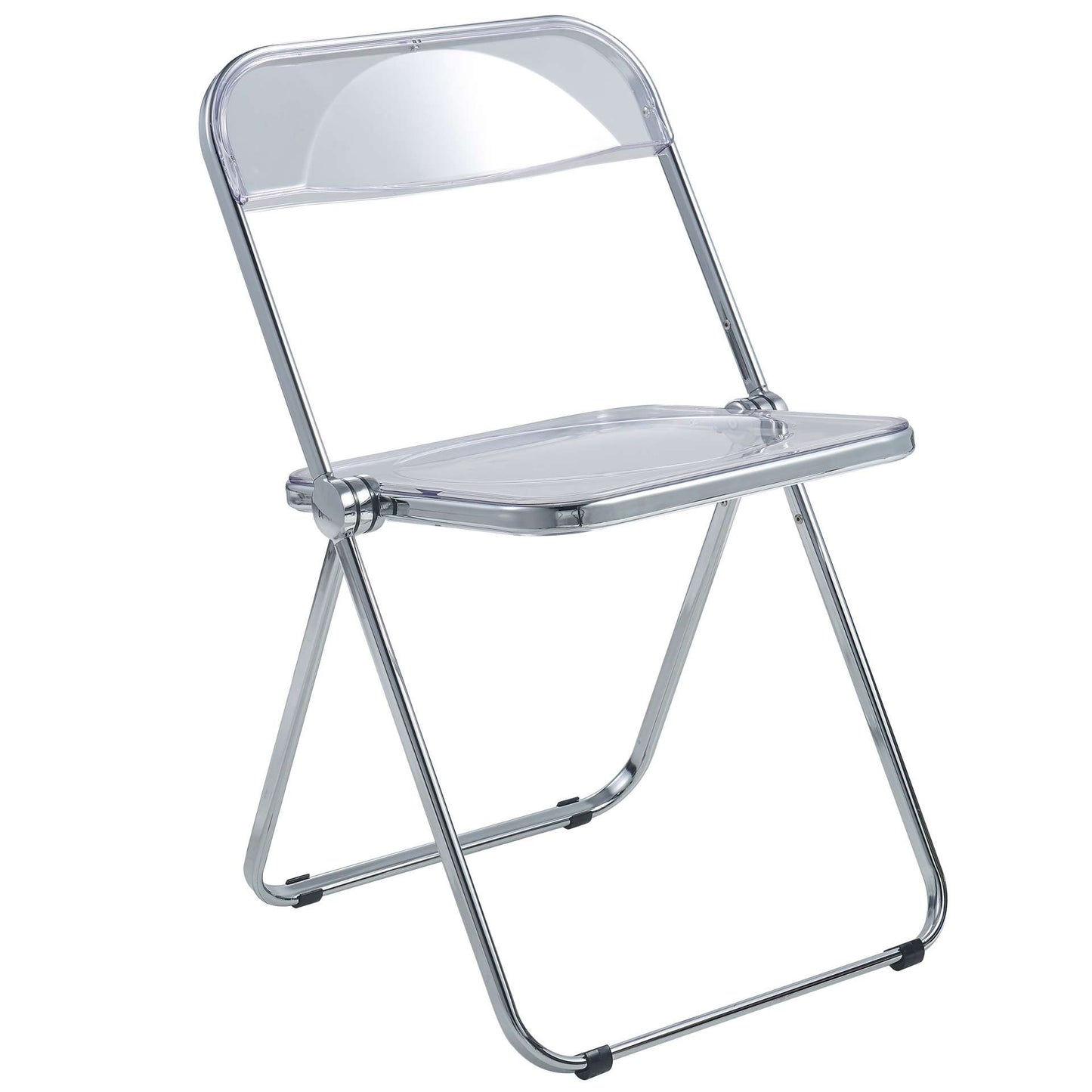LeisureMod Lawrence Acrylic Folding Chair With Metal Frame | Dining Chairs | Modishstore - 8