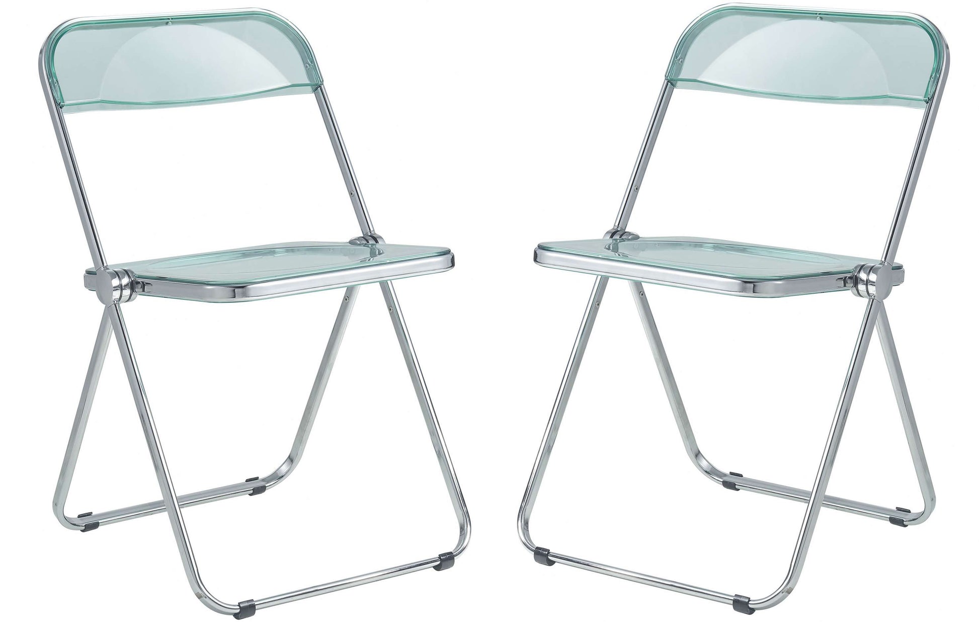 LeisureMod Lawrence Acrylic Folding Chair With Metal Frame, Set of 2 | Dining Chairs | Modishstore - 22