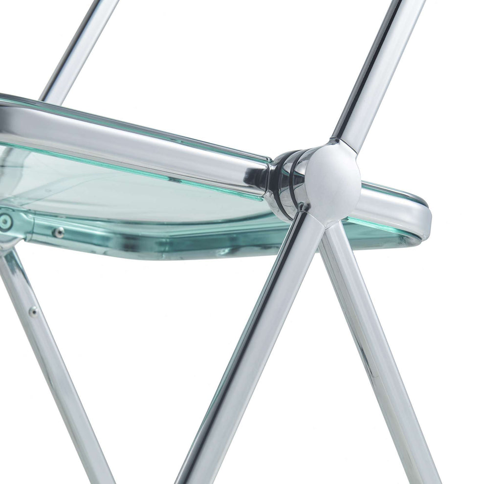 LeisureMod Lawrence Acrylic Folding Chair With Metal Frame, Set of 2 | Dining Chairs | Modishstore - 15
