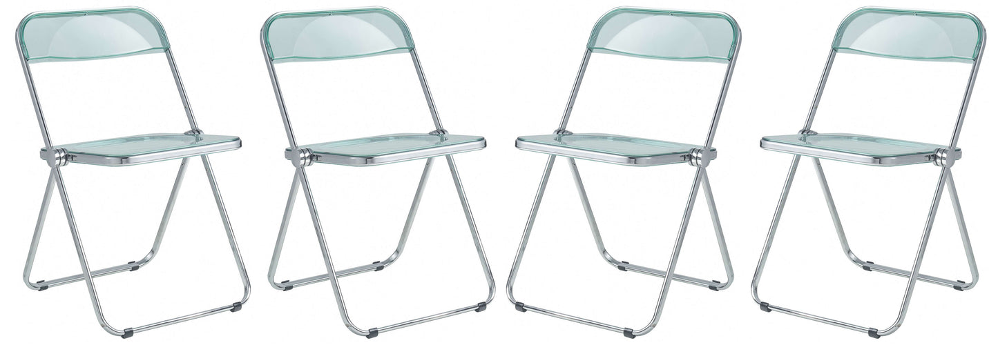 LeisureMod Lawrence Acrylic Folding Chair With Metal Frame, Set of 4 | Dining Chairs | Modishstore - 22