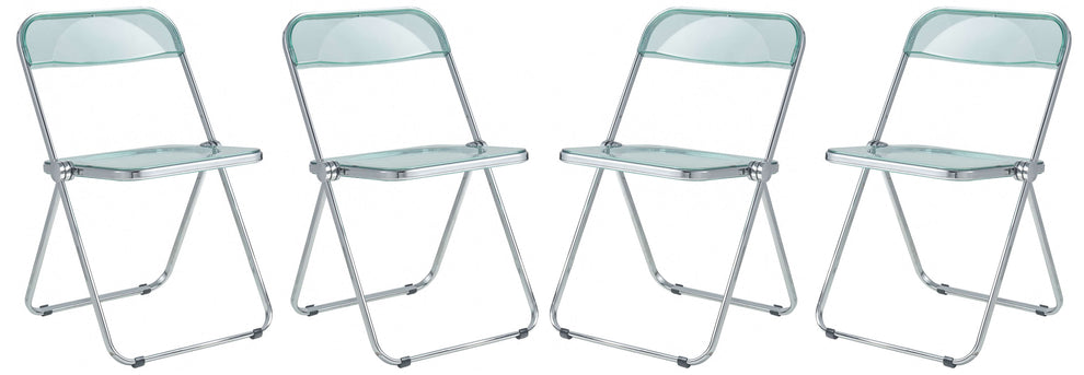 LeisureMod Lawrence Acrylic Folding Chair With Metal Frame, Set of 4 | Dining Chairs | Modishstore - 22